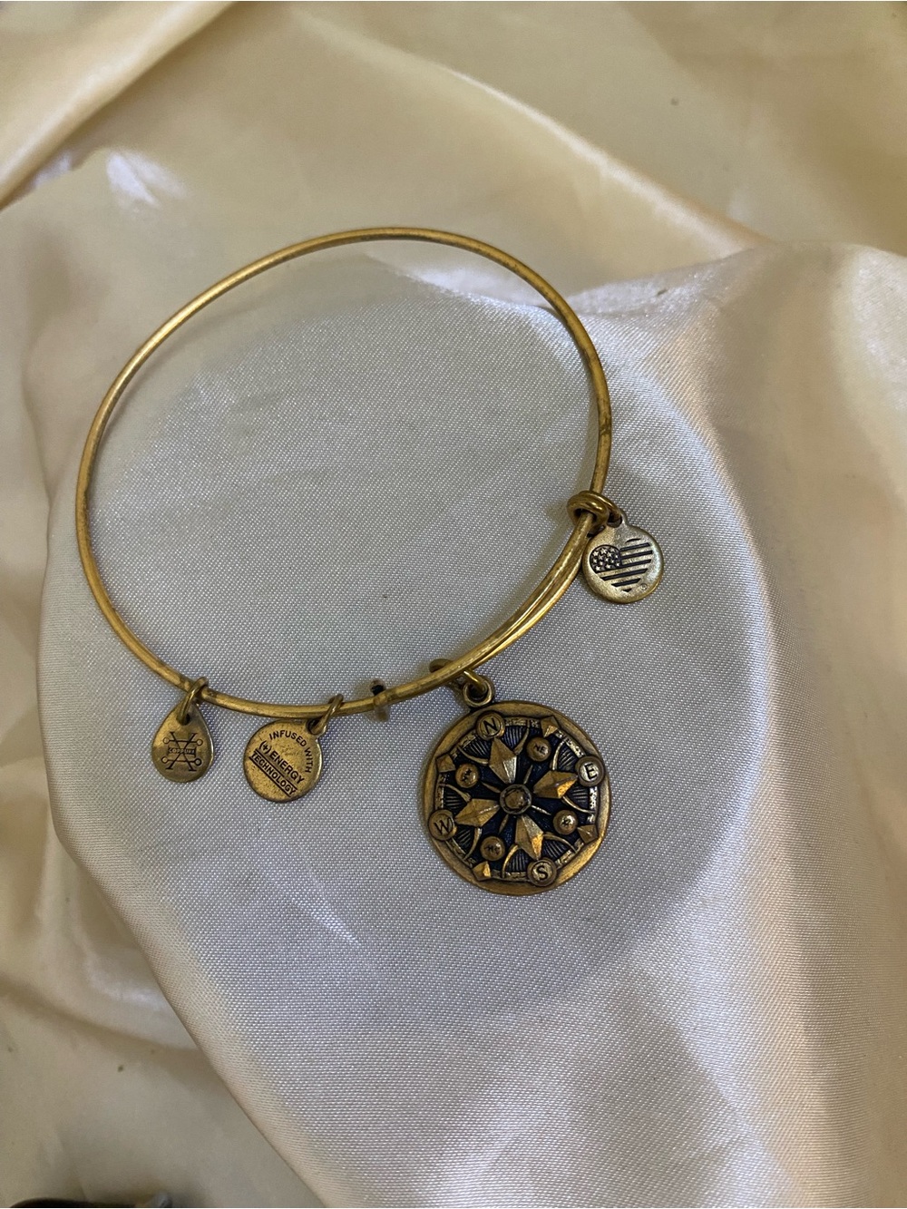 Retired 2016 Alex and Ani Compass Charm Bangle Rafaelian Gold Nautical Bracelet